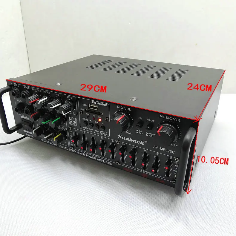 NEW 220V-240V 200W+200W SUNBUCK AV-MP326C Professional digital ECHO MIXER amplifier Home karaoke amplifier with EQ equalization