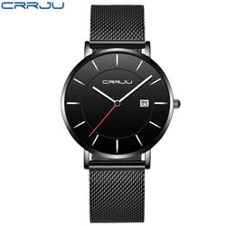 CRRJU Nuovo Arrivo silm Degli Uomini di sport Orologi Impermeabile vigilanza di Affari Semplice Regalo Orologi Da Polso Maschile Relogio Masculino Uomo nero Orologio