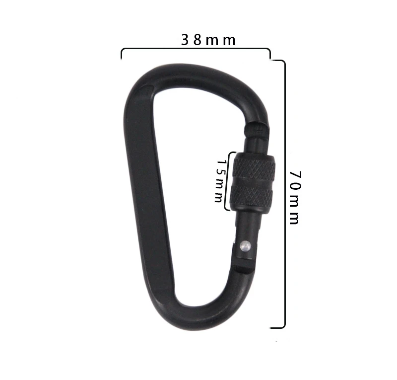 7 cm Karabiner aus Aluminiumlegierung, schwarzer D-Ring, Schlüsselanhänger-Clip, Camping-Schlüsselanhänger, Karabinerhaken, Outdoor-Reiseset GYH – Detail 3