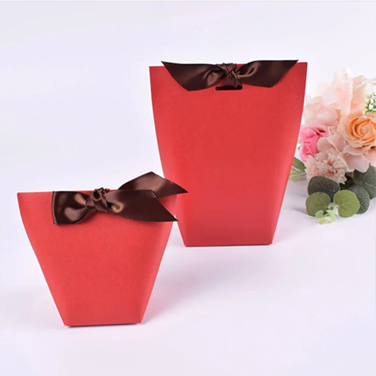 

100 Pcs Small Gift Paper Bags For Jewelry Gift Box Ribbon Kraft Chocolates Candy Box Packaging Wedding Party Favors 5.7x6x10cm