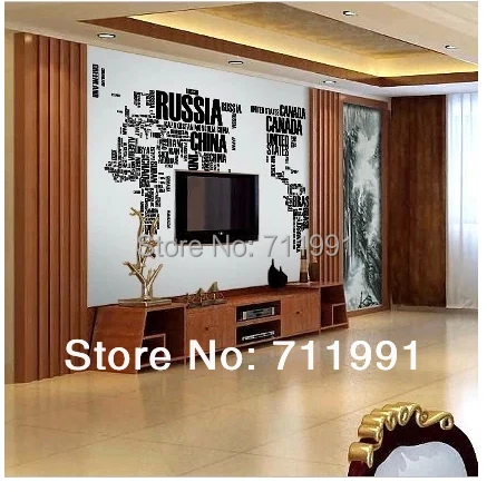 Free shipping world map large mural art wallpaper TV backdrop wallpaper letter map