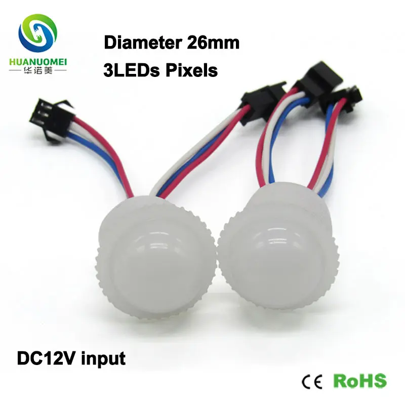 10PCS/lot 26mm 3LEDs UCS1903 5050 SMD Digital RGB Module LED Pixel Light Full Color Bulb DC12V Milky Cover Waterproof IP67