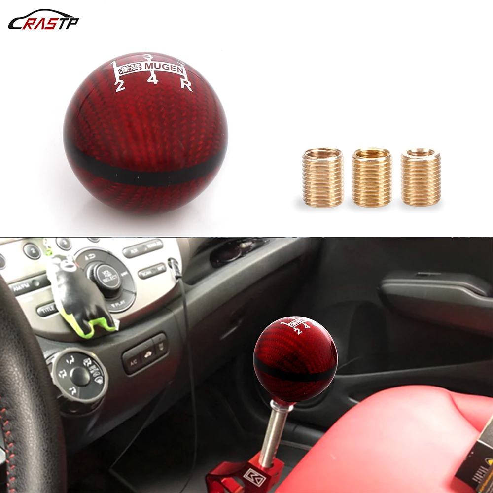 RASTP-5/6 Speed M8X1.25/M10X1.5/M10X1.25 Mugen Red Carbon Fiber Gear Shift Knob For Honda Civic Acura RS-SFN051