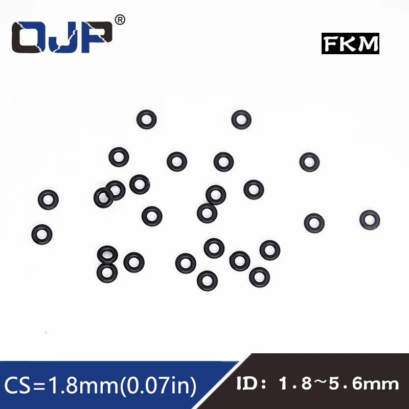 10PCS Fluorine rubber Rings Black FKM O ring Seal 1.8mm Thickness ID1.8/3.55/4/4.5/4.87/5/5.15/5.3/5.6mm O-Ring Seal Gasket.-.