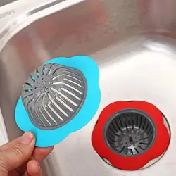 Silicone Sink Strainer Flower Shaped Shower Sink Drains Cover Sink Colander Sewer Hair Filter Kitchen Accessories