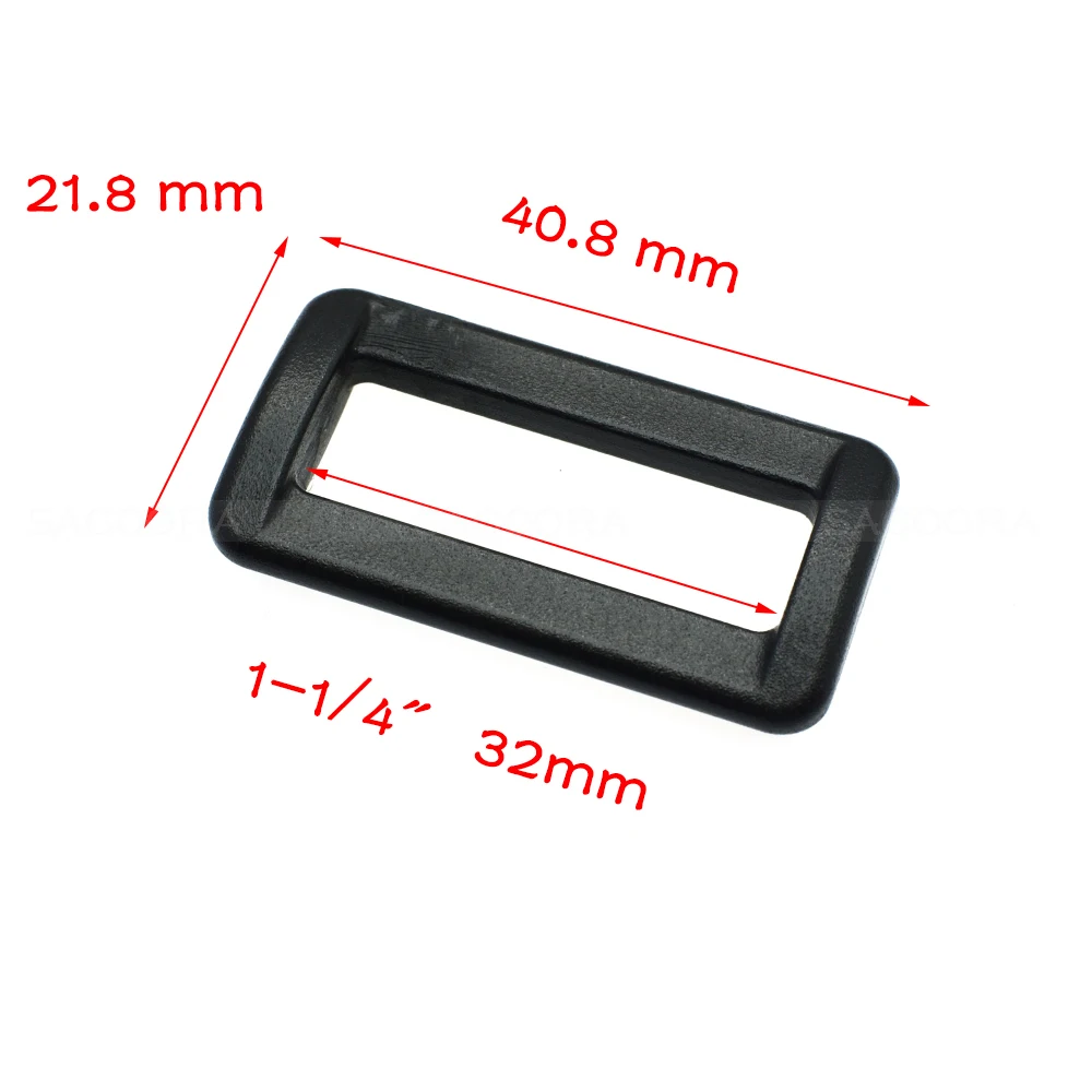 2pcs Plastic Loops Adjustable Buckles Belt buckle Belt Loop Rectangle Rings Package accessories Black