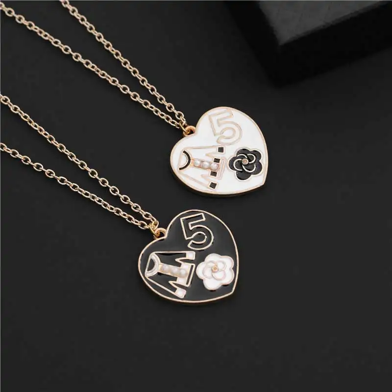 Small fragrance drip oil 5 word rose clothes necklace Letter flower combination girl party necklace