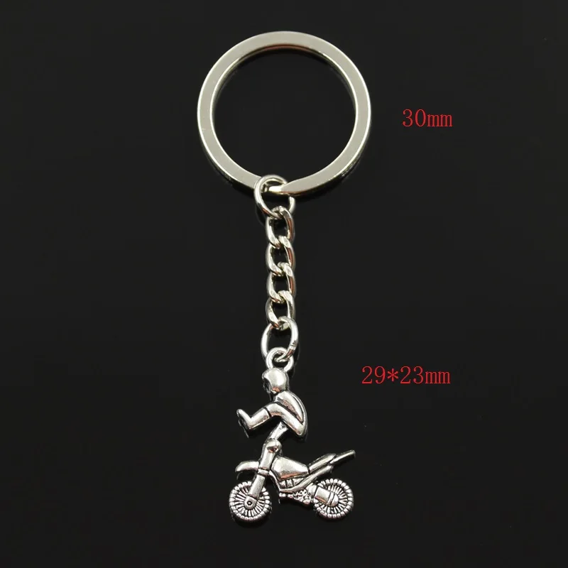 Fashion 30mm Key Ring Metal Key Chain Keychain Jewelry Antique Silver Color Plated Motorcycle Motorcross 29x23mm Pendant