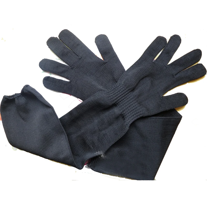 Gants Anti-coupure à manches longues de 55cm, noir, auto-défense, couteau, gants de coupe, Extension de fil, gants de sécurité pour bras