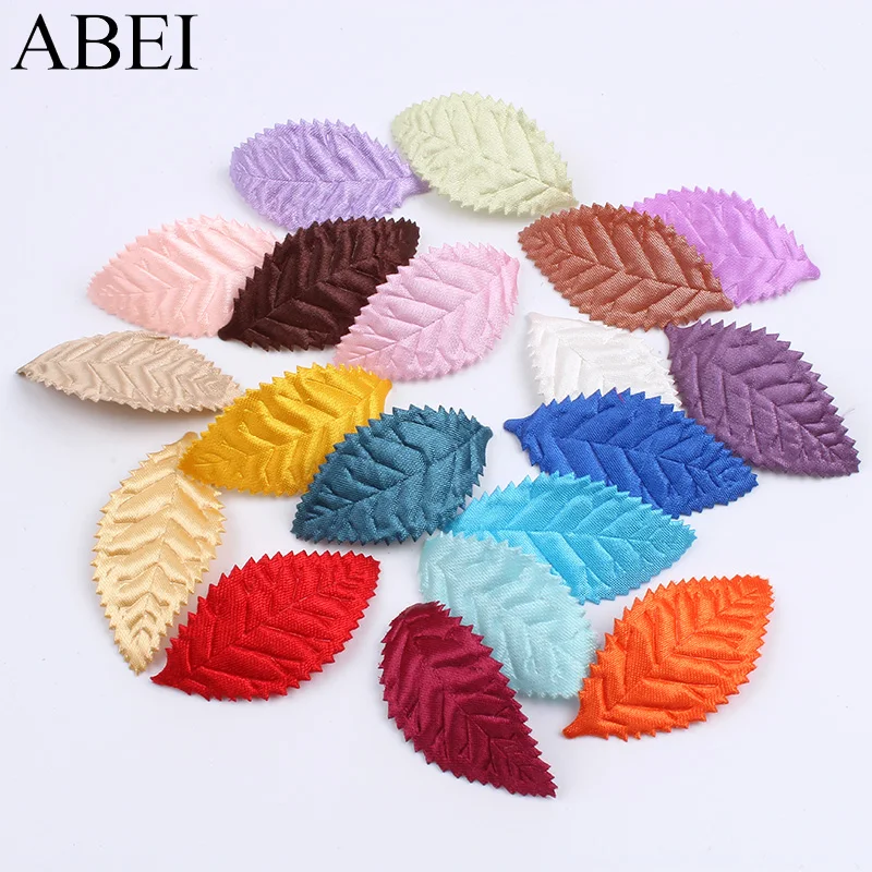 100pcs/lot Mix Colors Leaf Patch Artificial Silk Leaves For Wedding Party Scrapbook Decoration Fake flower leaf DIY Accessory