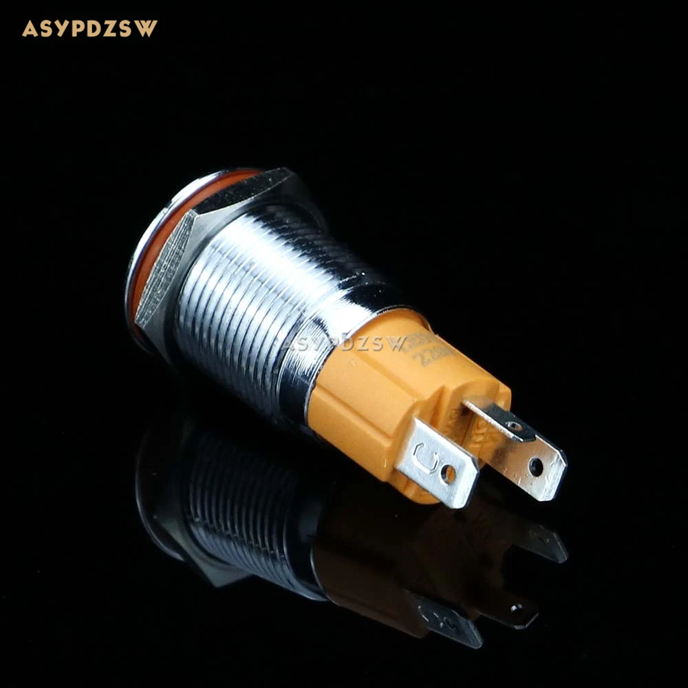 16mm High Current Self-locking metal button 250V 10A Power supply switch With blue light 220V