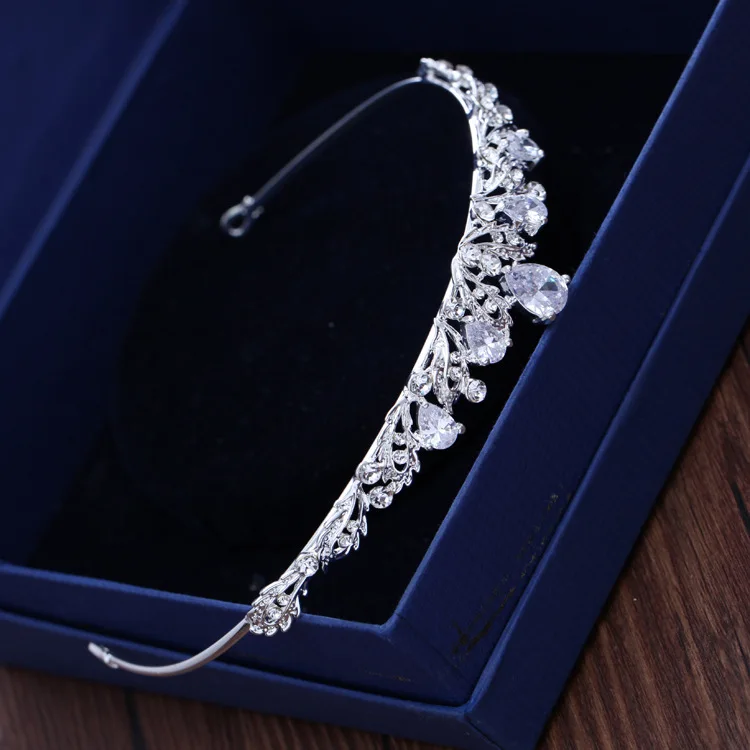 Fashion Zircon Bridal Tiara Headpiece Silver Color Crystal Wedding Crown Hair Accessories Women Birthday Party Rhinestone Crowns