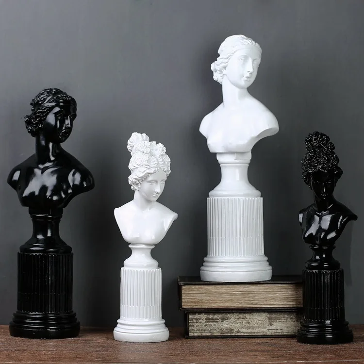 

Character Statue Black and White Goddess Decoration Resin Crafts Home Decoration Sculpture Nordic Modern Minimalist Style