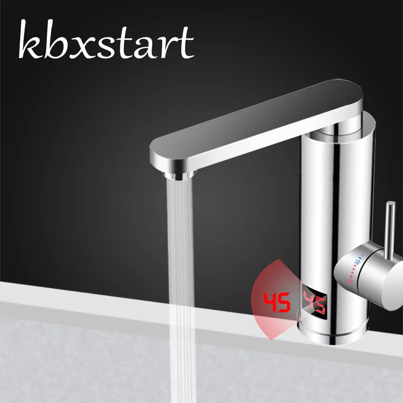 

Kbxstart мгновенный нагреватель горячей воды для ванной комнаты, кран с поворотом на 360 градусов, кухонный кран со светодиодным дисплеем, 3000 Вт, 220 В, европейская вилка, M1D