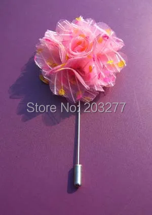 Free shipping!24PCS/LOT  yarn fabric flowers lapel pins  cloth flower brooch exquisite multicolor men petals British lapel pins