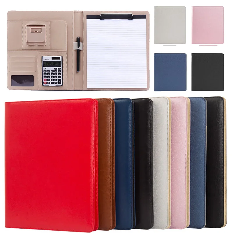 A4 PU Leather Folder Padfolio job executive Multi-function Office Organizer Planner Notebook School Office Folder for Documents