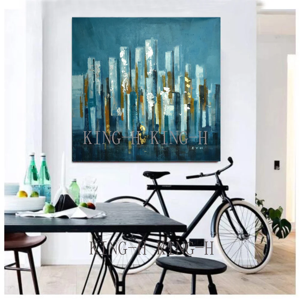 Hot Selling High Quality Hand-painted Abstract New York City Oil Painting on Canvas Abstract Cityscape Oil Painting for Decor