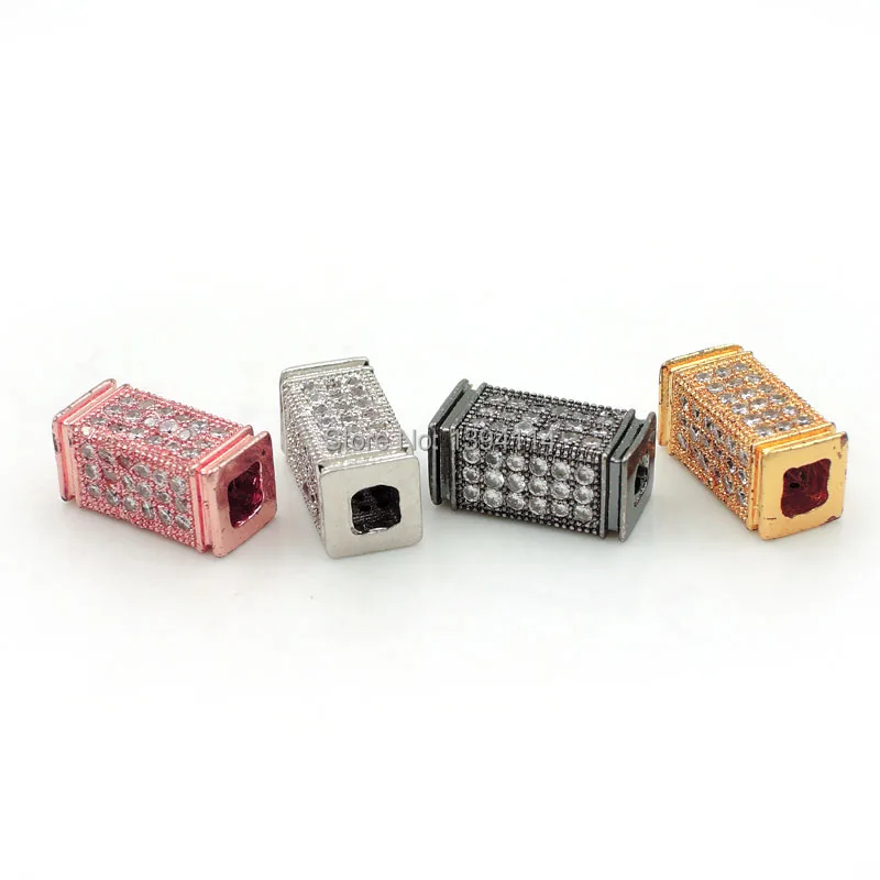 

12*6*6mm Micro Pave Clear CZ Rectangle Tube Beads Fit For Making DIY Bracelets Or Necklaces Jewelry