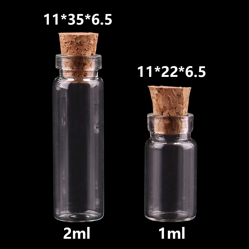 

wholesale 300 pieces 1ml 2ml Mini Glass Bottles with Cork Stopper Empty Spice Bottles Jars Gift Crafts Vials