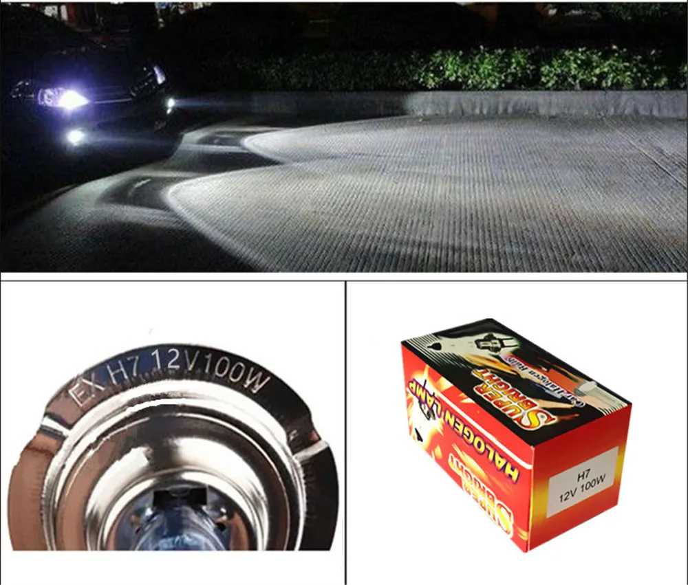 H7 55W 100W 12V Super Bright White Fog Lights Halogen Bulb High Power Car Headlights Lamp Car Light Source parking