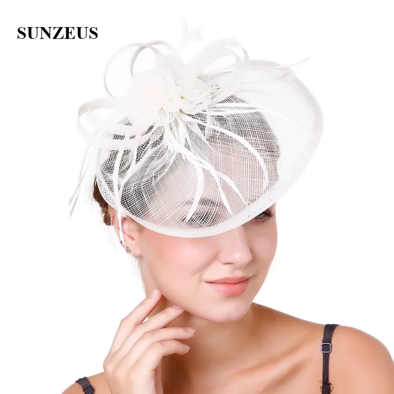 Linen Flowers Women's Hats Feathers Fascinators White Wedding Hair Hats Accessories sombrero mujer boda SH55