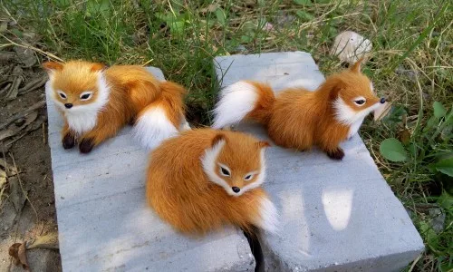 Simulation Animal Fox Plush Genuine Leather Toy Plush Doll Foxes Toy For Kids Birthday Gift