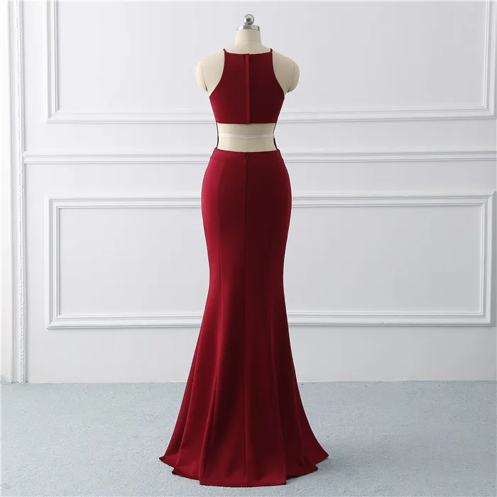 Burgundy sexy evening gown dress  Mermaid prom dress  stretch fabric Long Evening Dresses side slit Prom Dress  vestido de noiva