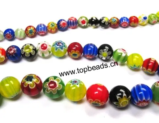 

Wholesales 14mm Round Millefiori Glass Loose Beads, 200pcs/lot