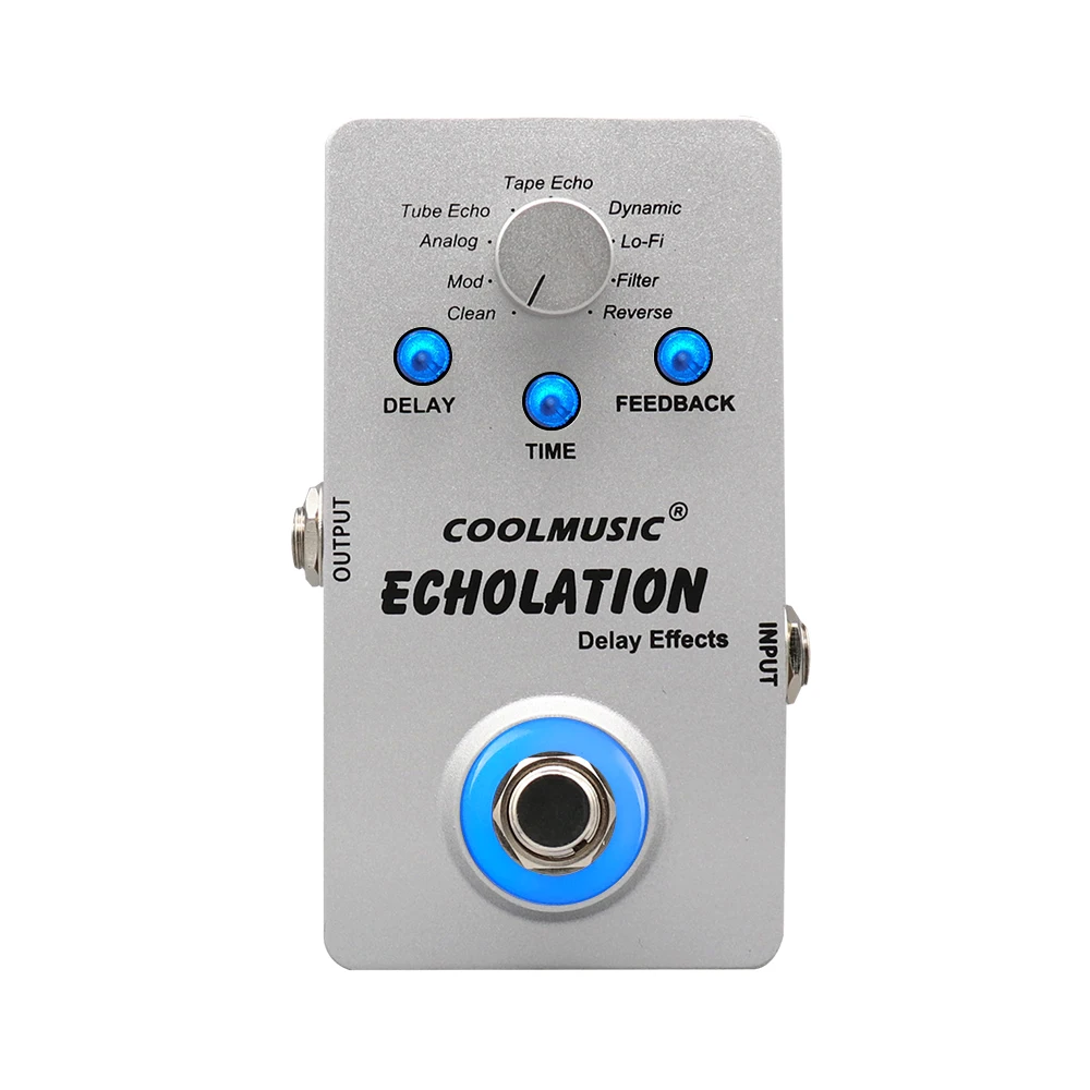 COOLMUSIC A-DE01 Echolation Guitar Accessories Digital Electric Guitar Delay Pedal with 9 Effects True Bypass Full Metal Shell