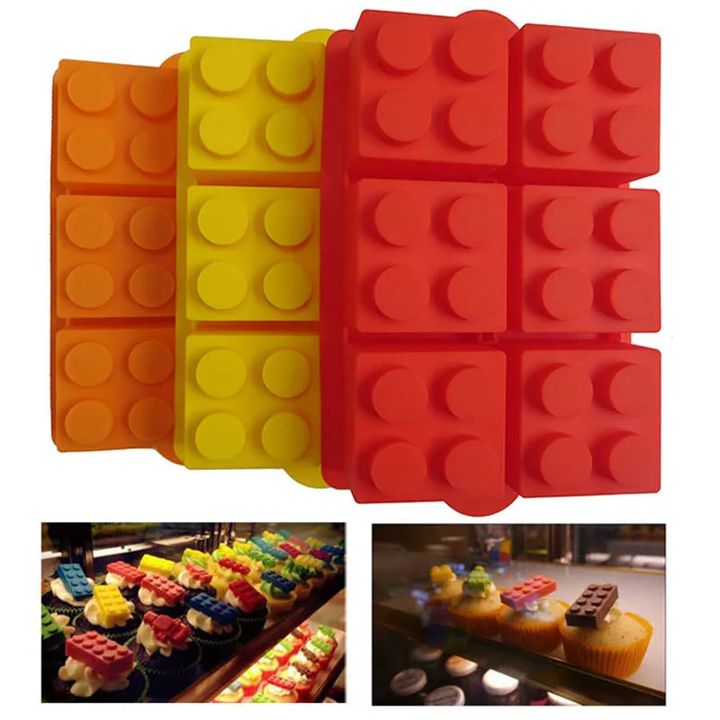 Large Robot Blocks Shape Cake Mold Baking Decorating Tools Silicone Ice Mold 6 Bricks Ice Cream Tools Tubs Silicone Cake Mold