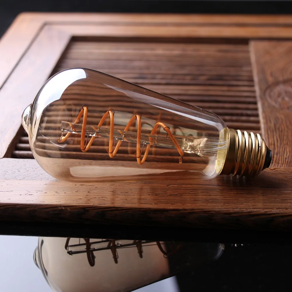 ST64 E27 LED Bulb 3W Dimmable Edison Soft Filament Led lamp Super warm 2200K E26 110V Decorative Lighting for Home Patio Party