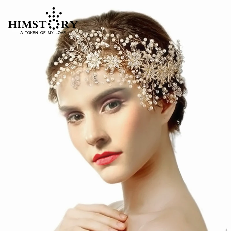 

Golden Leaf Headbands for Women 100% Handmade Crystal Wedding Bridal Tiara Hair Jewelry Girls Rhinestone Hairband