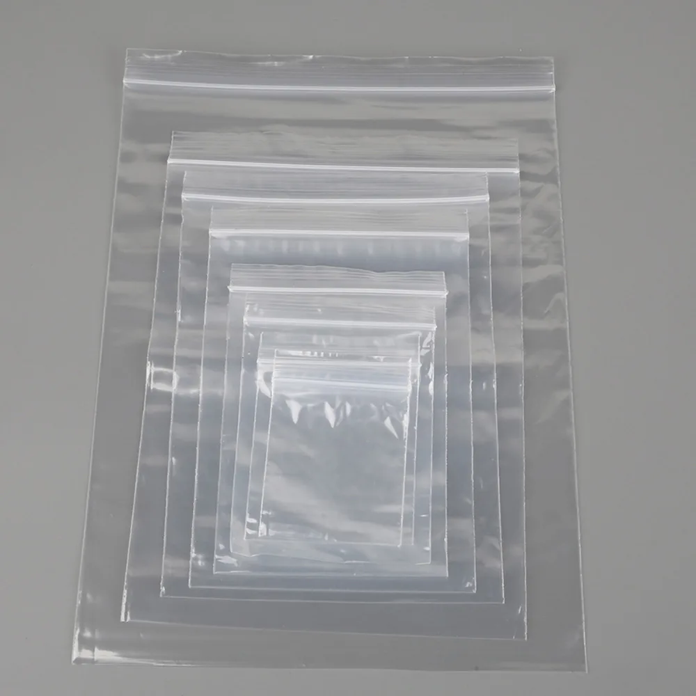 100pcs/bag 5*7/6*8/7*10/8*12/10*15/12*17/14*20/17.5*25cm Jewelry Lock Reclosable Plastic Poly Clear Bags Jewelry packaging