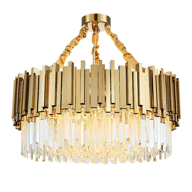 Luxury crystal chandelier round modern golden living room hotel hall decoration lighting