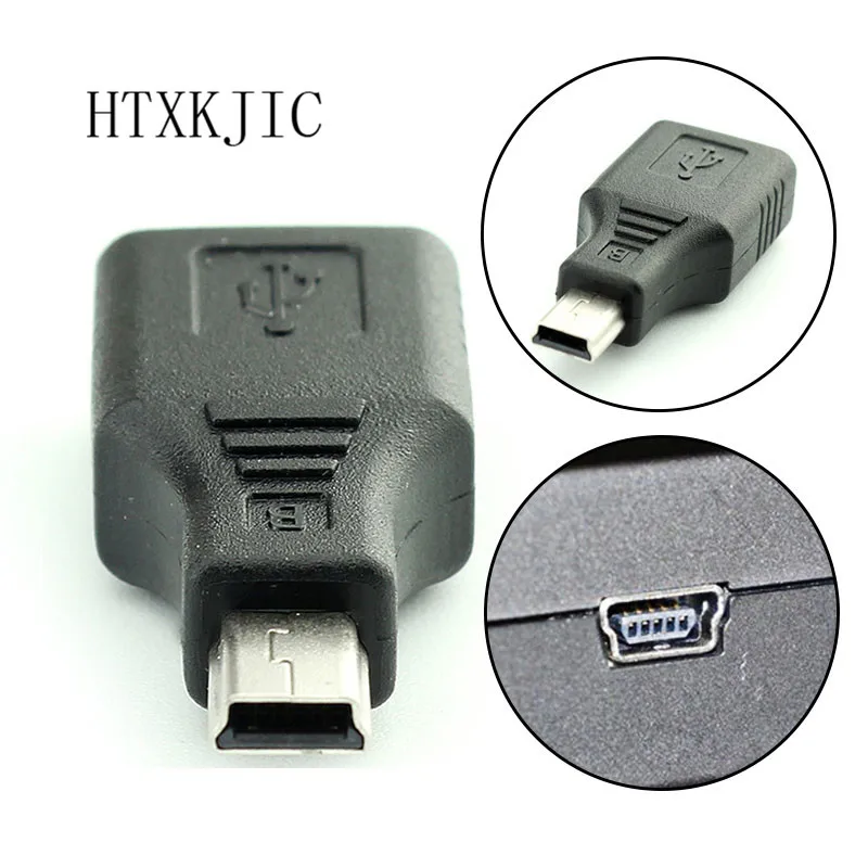 Mini USB USB 2.0 A Female To Micro / Mini USB B 5 Pin Male Plug OTG Host Adapter Converter Connector up to 480Mbps Black