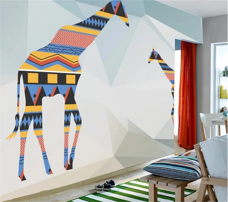 

wellyu Custom wallpaper papel de parede Minimalistic abstract geometric giraffe TV background wall papel de parede 3d behang