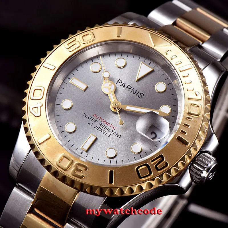 41 Mm Parnis Xám Mặt Sapphire Ceramic 21 Viên Ngọc Miyota Tự Động Mặt Kim 937