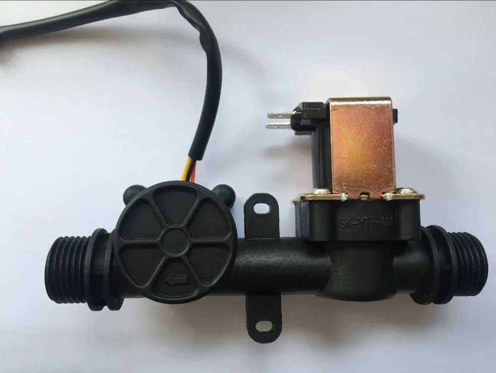 G1/2 Water Flow Sensor + Solenoid Valve , Plastic One Valve 1-30L/Min