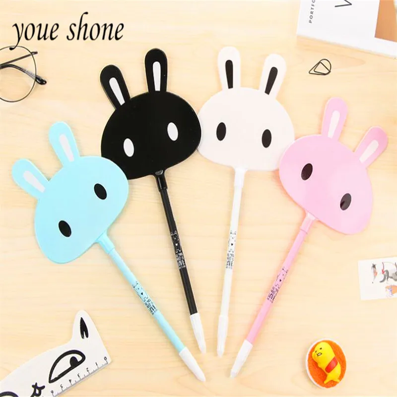 

Youe shone 1pcs gel pen 0.5mm black cute rabbit fan styling pen prize for students Supply school stationery Cute