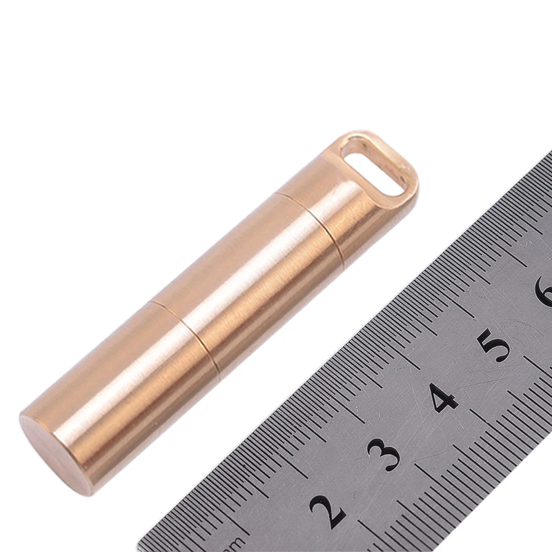 Waterproof Brass Airtight Watertight Storage Container Dry Box Seal Bottle Case Pill Capsule Fob Emergency Medicine Match Holder