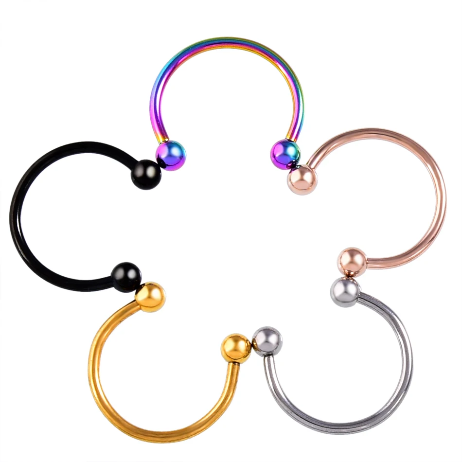 2PCS Surgical Steel Nose Ring Circular Barbell Piercing Lip Rings Nose Hoops CBR Ring Earring Cartilage Sexy Body Jewelry 16G