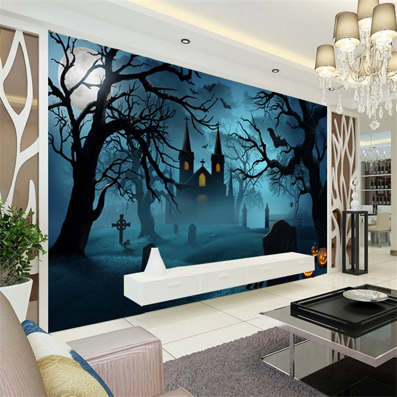 beibehang Horror Photo Wallpaper pumpkin lamp Wallpaper Custom Dark Wall Mural Home decor Kids Bedroom Festive papel de parede