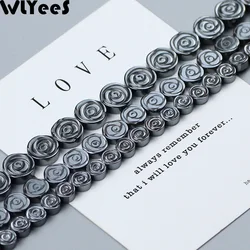 WLYeeS Special-shaped Natural Black Hematite Roses Flowers Coin Flat Round Loose Beads For DIY Jewelry Earring Pendant Making