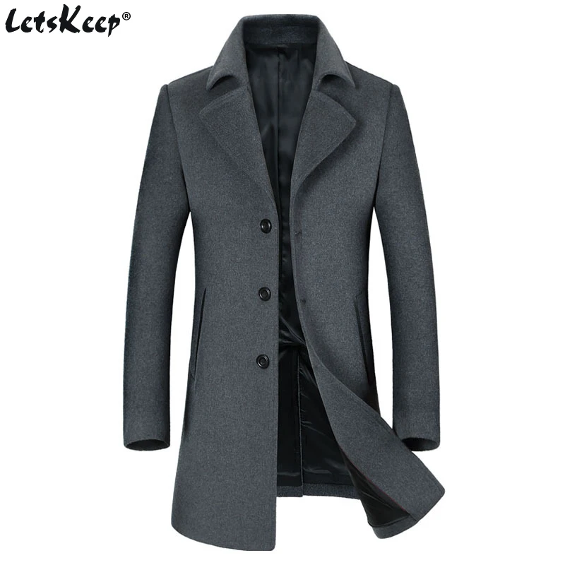 

High Quality LetsKeep Winter long wool coat men Windbreaker mens woolen coat casual outerwear busniess overcoat Plus size, MA534