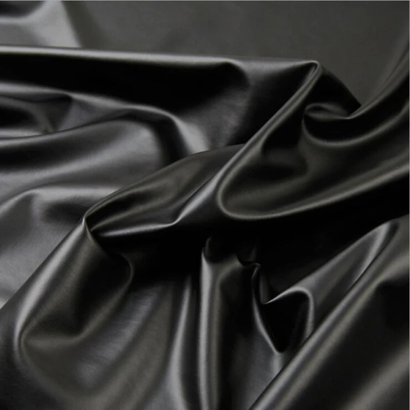 Good Black PU Leather Faux Leather Fabric 4-Side Elastic Bright Synthetic Leather Fabric Sewing Patchwork Diy Pants 69*50cm 1pcs