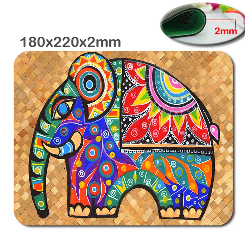 Rectangle Gaming Mouse Pad Mat With Aztec Elephant Image Cloth Cover Non-slip Backing in 220*180mm*2mm - accessory and 