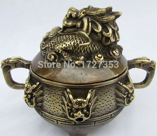 Copper incense burner, Dragon head, aromatherapy, Do the old antique crafts censer, heaven and earth, three foot, Retro~