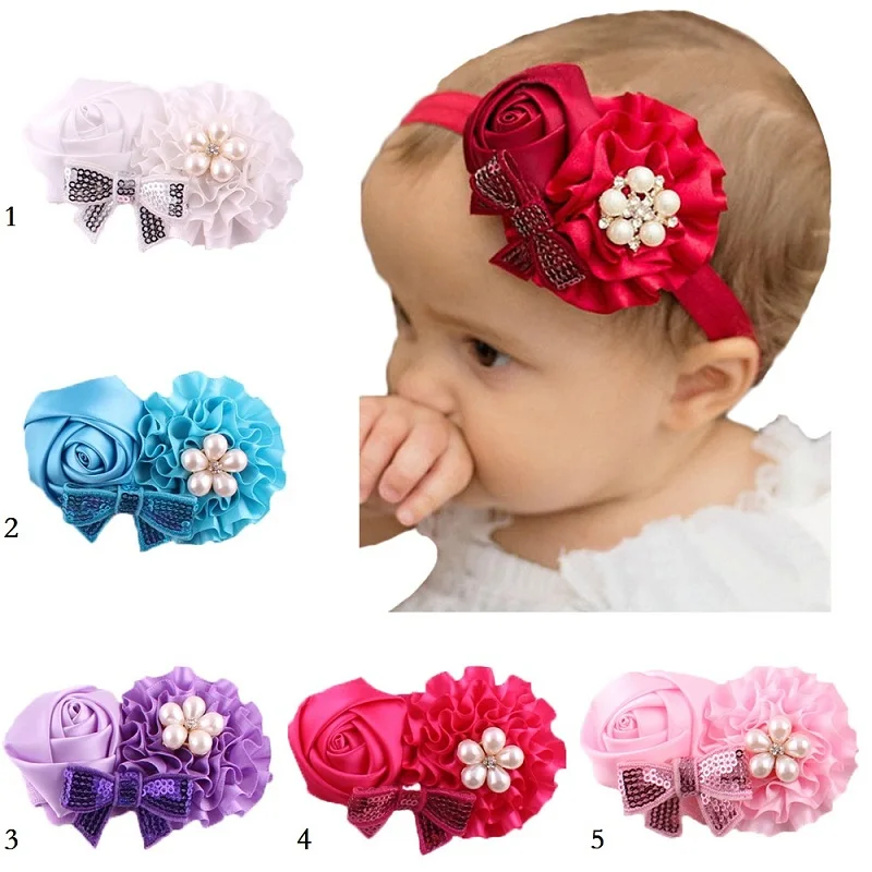 

2017 Flower New Baby Girl Hairband Newborn Headwear Children Tiaras Bandanas Princess Kids Hairs Combs Elastic Hair Bands