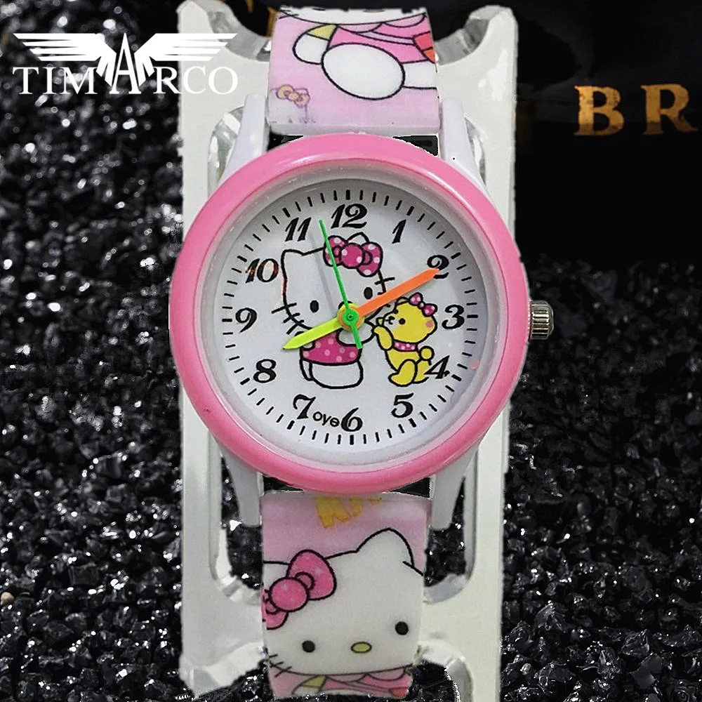 2023 neue Rosa Kinder Uhren Niedlichen Cartoon-Muster Kinder Uhr Cartoon 3D Silikon Band Enfant Ceasuir Quarz Uhren Für Mädchen