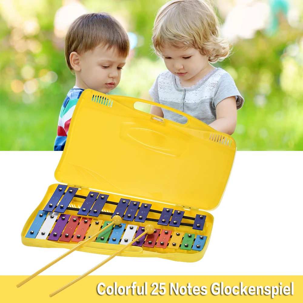 ammoon 25 Notes Glockenspiel Xylophone Percussion Rhythm Musical Instrument Early Education Toy for Baby Kids Children Gift